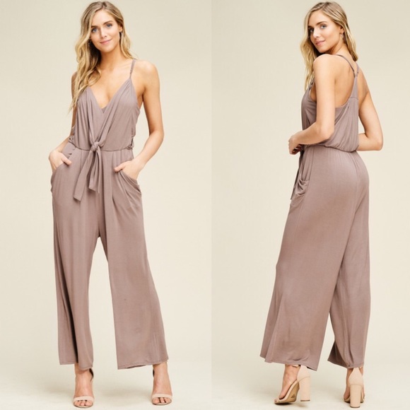 EMSLEY Front Tie Jumpsuit - BLACK - Picture 3 of 4